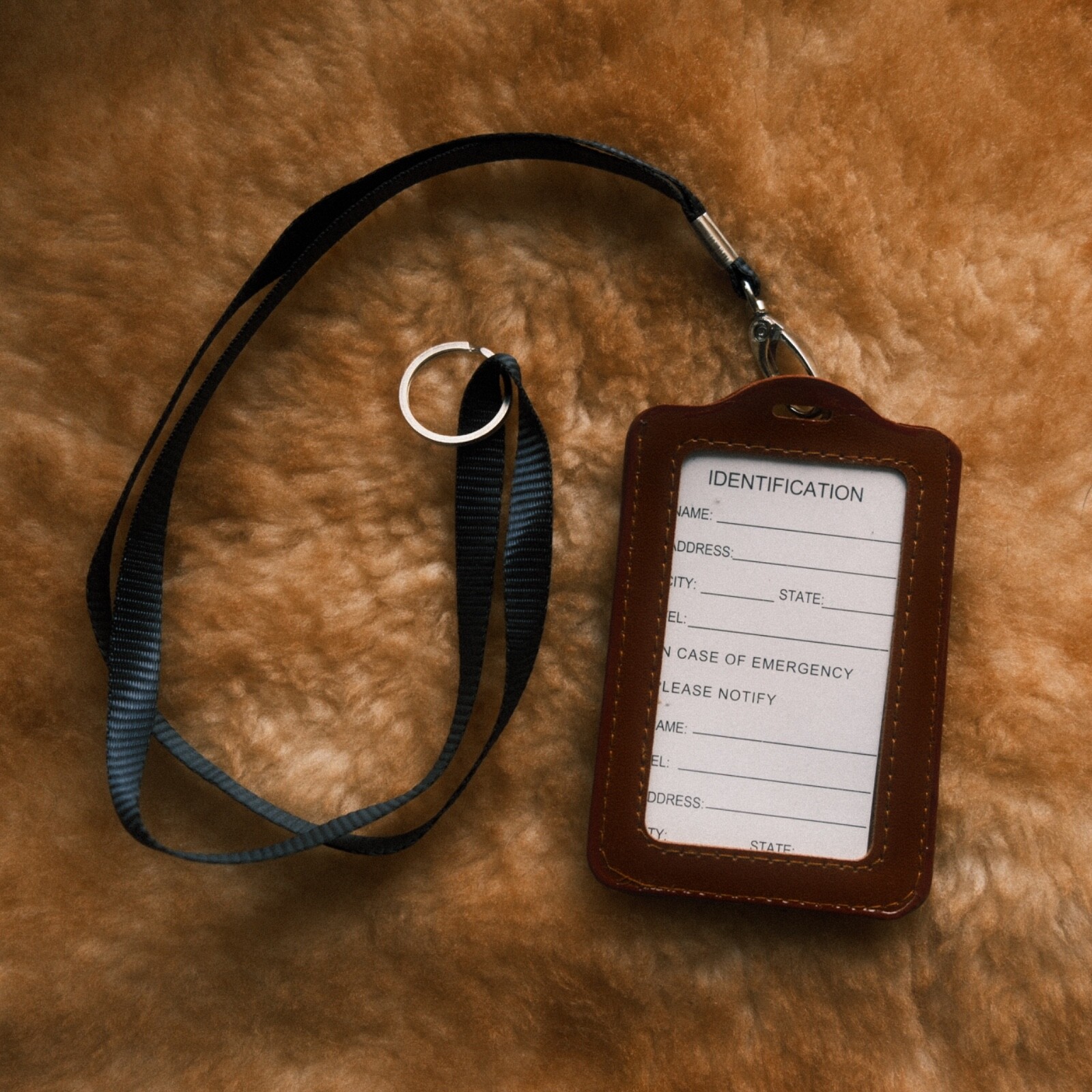 Brown ID Card Holder with Secure Lanyard for Easy Access and Convenience-image