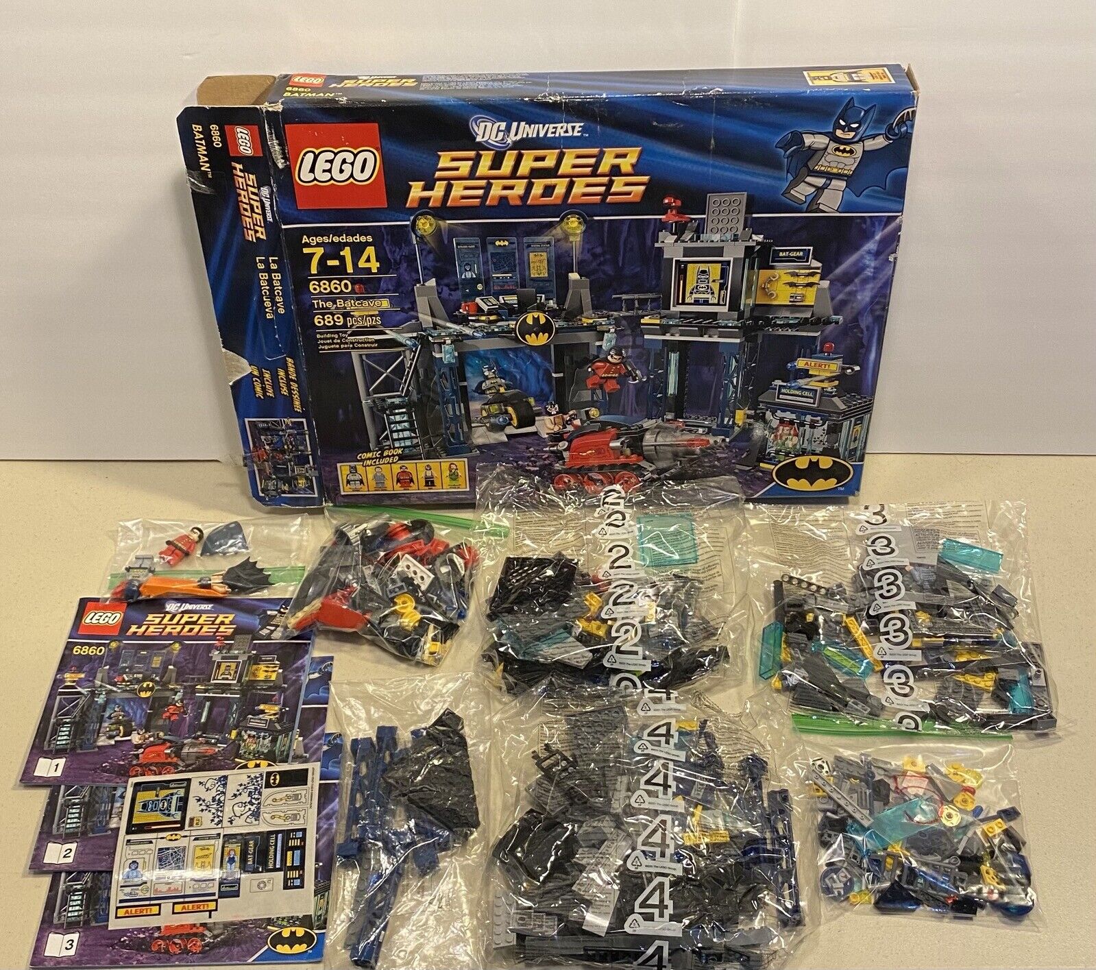 Lego 6860 Super Heroes Batman The Batcave 100% Complete Box Instructions  2012