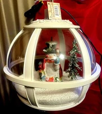 Christmas Musical Animated Lighted Hanging Snowing 12” Snowman Snow Globe