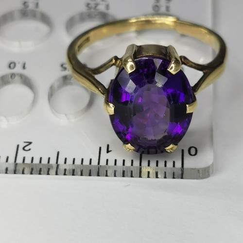 Vintage 9ct GOLD & AMETHYST Solitaire Design RING 1990 3.73 grams size p 1/2 - Picture 18 of 22