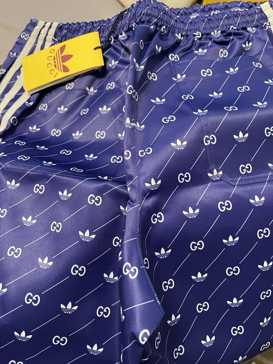 ADIDAS X GUCCI BLUE TREFOIL PRINT SHORTS SIZE 50 | eBay ADIDAS X GUCCI BLUE TREFOIL PRINT SHORTS SIZE 50 | eBay