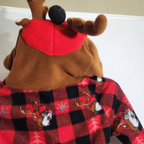 Buc-ee's Beaver Antlered Kids Hooded Plaid Fleece 1-Pc Pajamas Size YXS/S - Picture 7 of 11