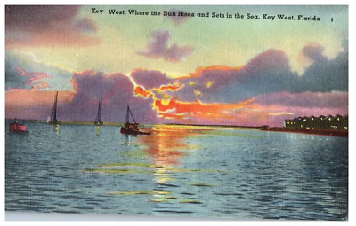 Key West where the sun rises and sets in the sea Florida Postcard