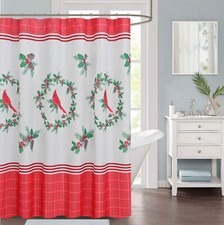 Cardinal Wreath fabrick shower curtain