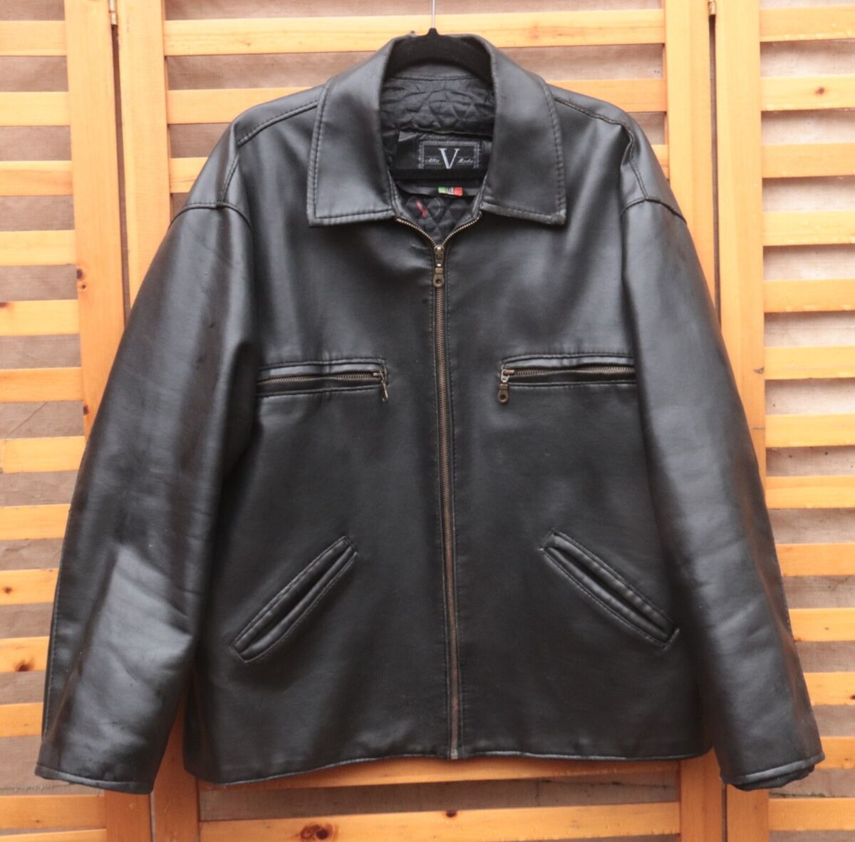 ALTA MODA V Faux Leather Bomber Jacket, Black, Men's X-Large ALTA MODA V Faux Leather Bomber Jacket, Black, Men's X-Large