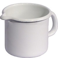Riess Emaille Schnabeltopf 0,75 L Weiß Milchtopf Emailletopf Classic Induktion