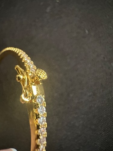 Nordstrom PAVE CYSTAL Gold-Tone PROM Thin Bracelet - Picture 3 of 9