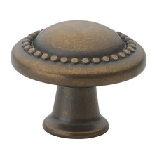 GlideRite 1-1/4" Round Beaded Cabinet Hardware Knob Antique Brass - 5222-AB-1