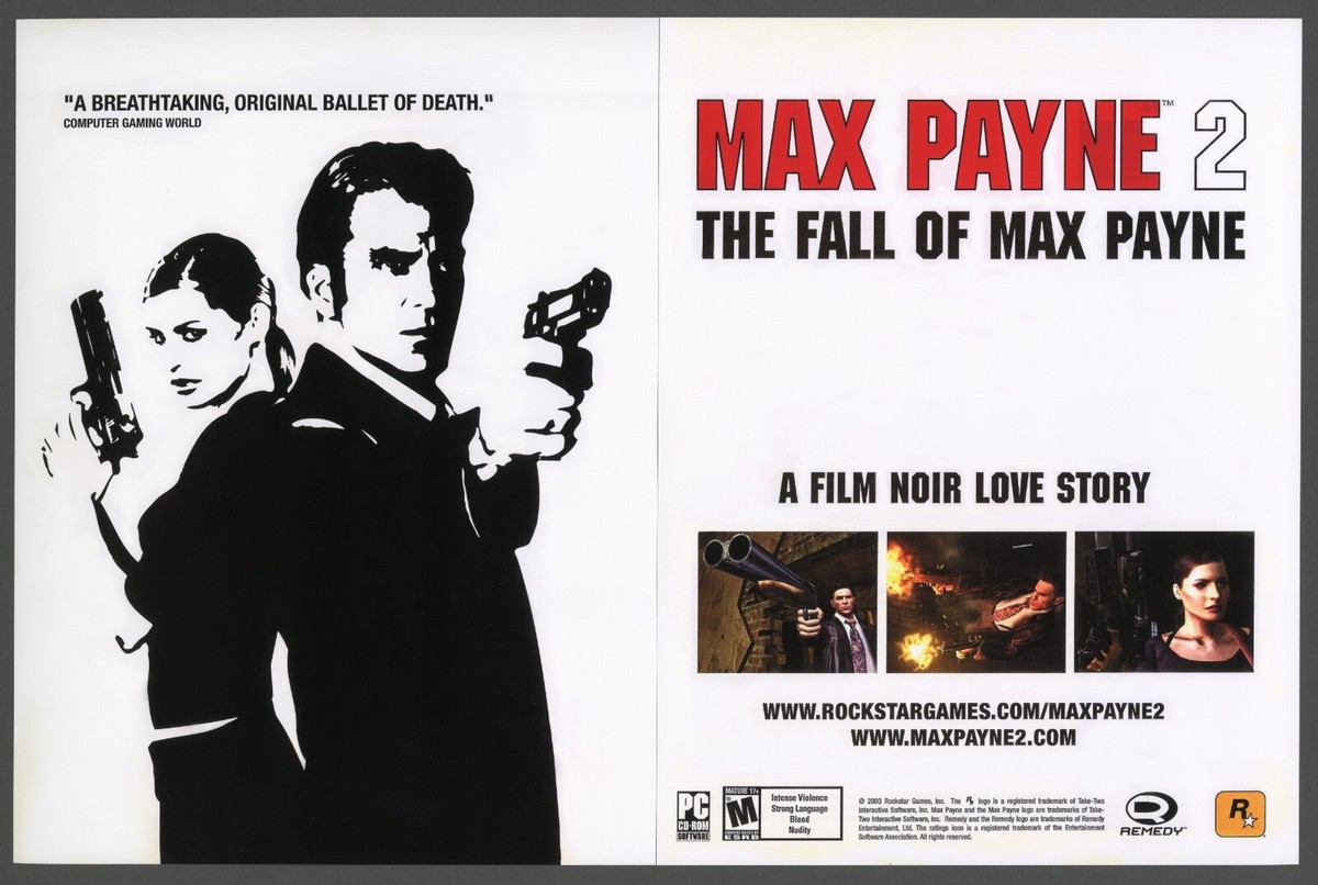 Max Payne 2 The Fall of Max Payne PC Xbox PS2 Game Promo Ad Art