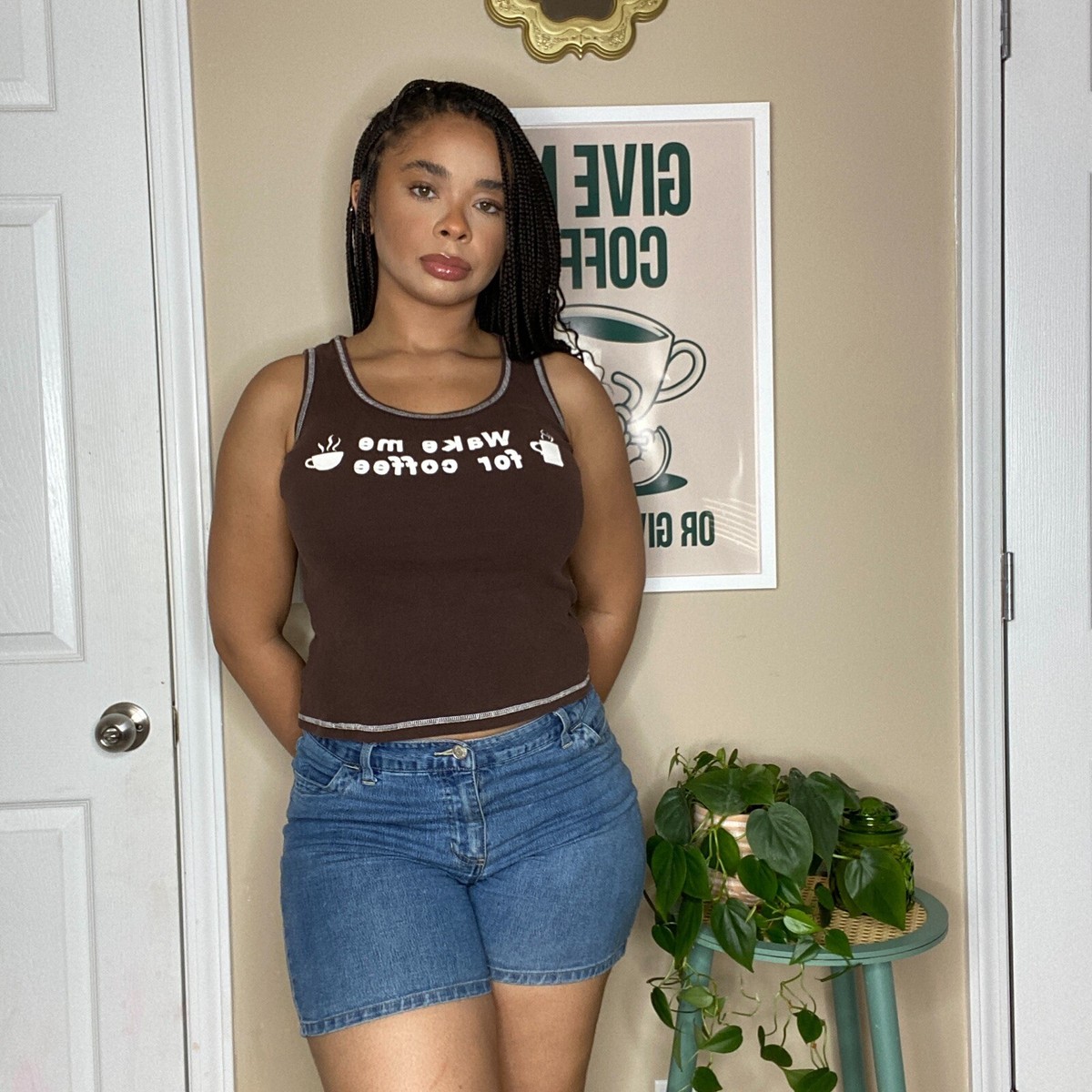 Secret Treasures “Wake me for coffee” Tank Top Size: Small View 2