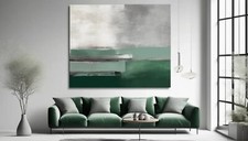Quadri su tela XL astratto Z 06 verde grigio arte urbana Wabi Sabi 150x110 cm moderno