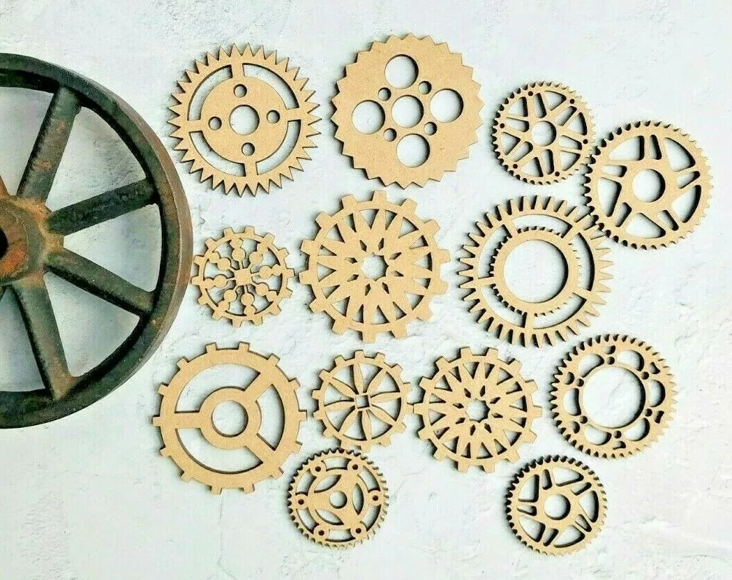 Wooden Steampunk Rotating Meshing Gears Cogs Industrial