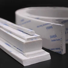 White Self Adhesive Silicone Rubber Sponge Seal Strip Width 10-50mm Thick 2-10mm