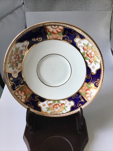 Tasse à thé et soucoupe Colclough Bone China #4845 style Imari rouge, bleu cobalt, doré - Photo 4/11