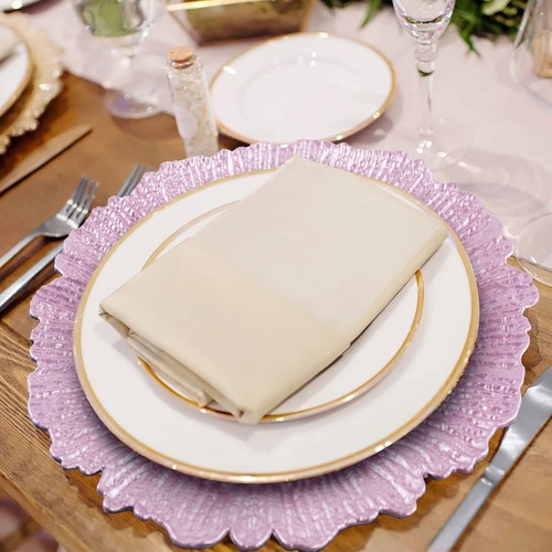 Round 13" Reef Charger Plates, Pink Plate Chargers Set of 6, Plastic Chargers... - Picture 5 of 7