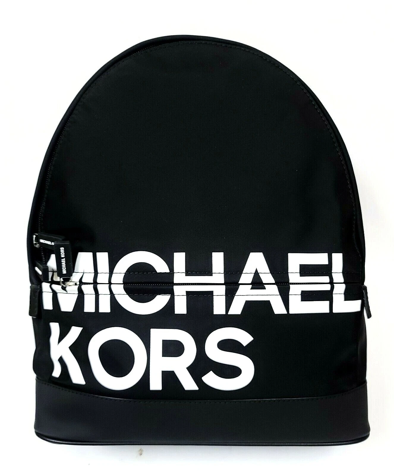 NEW MICHAEL KORS SPORT BLACK REFLECTIVE SHEEN NYLON TOP ZIP,LG BACKPACK,BAG