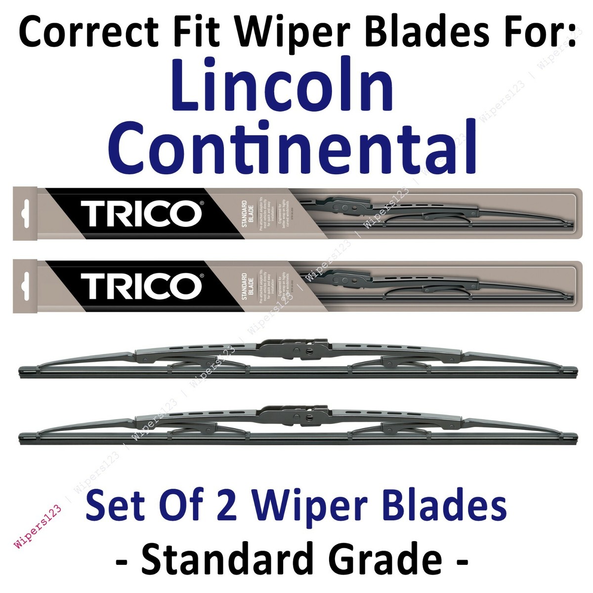 Wiper Blades 2-Pack Standard - fit 1970-1972 Lincoln Continental