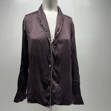 Julianna Rae Pure Silk Shirt Long Sleeve Button Down Purple Size Large Petite LP