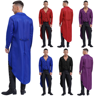 Herren Jacke Steampunk Mantel Lange Ärmel Tailcoat Schwalbenschwanz Smoking