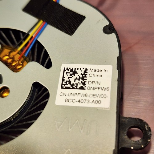 Dell Inspiron 17 3780 17 3793 Laptop CPU Cooling Fan 0NPFW6 FX0M0 4769 - Afbeelding 3 van 3
