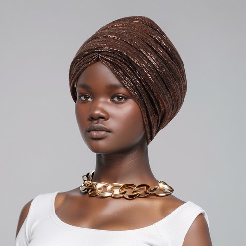 African Women Head Wrap Turban Cap Glitter Pleated Muslim Headscarf Nigerian Hat - Foto 21 di 24