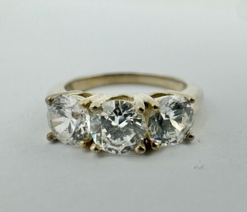 Sterling Silver Brilliant-Cut Trilogy Ring Size J 2.9g dan376 - Picture 4 of 4