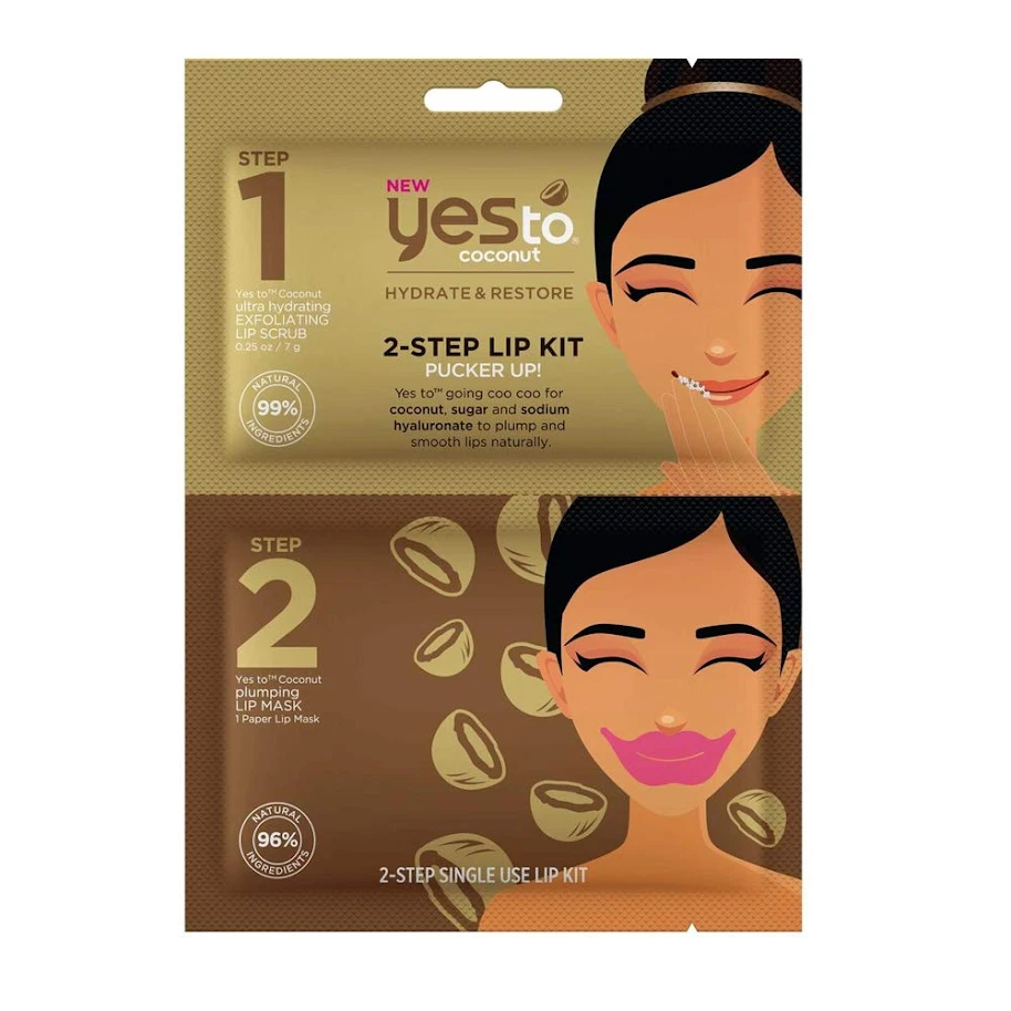 Yes To Coconut Hydrate & Restore 2-Step Lip Kit Exfoliating Lip Scrub & Lip Mask