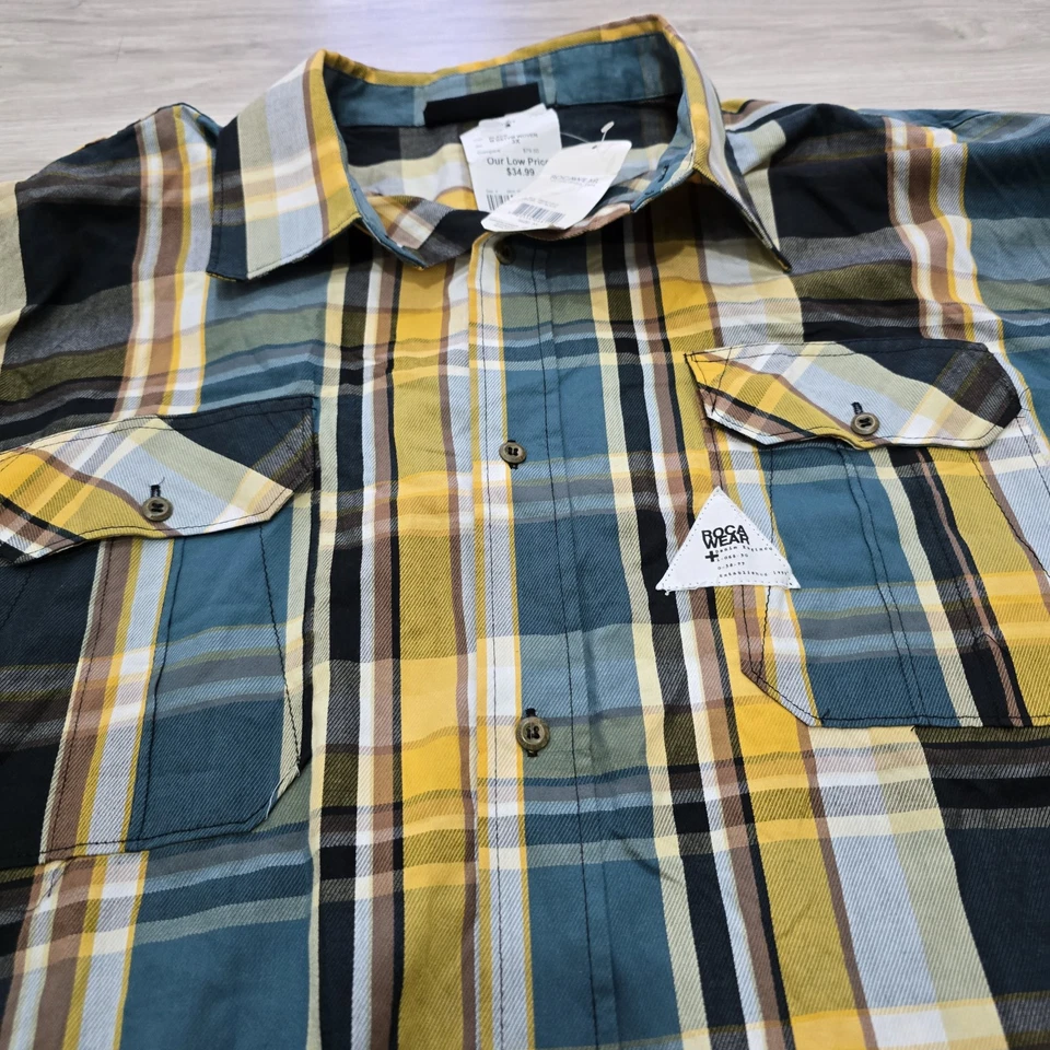 Camisa con botones Rocawear para hombre a cuadros talla 3X Foto 3 de 4