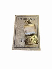 Vintage silver TRAVEL ALARM CLOCK SPRING LOADED FOLD AWAY MOVEABLE charm TOP HAT