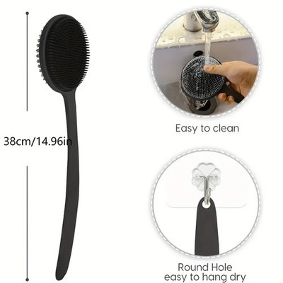 Silikon Rückenschrubber Bürste langer Griff Dusche Körperpeeling Massagegerät