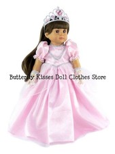 Pink Princess Dress, Tiara, Gloves Doll Clothes For 18" American Girl