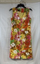Talbots Women's Sheath Dress Multicolor Floral Sleeveless Cotton Lined Size 4
