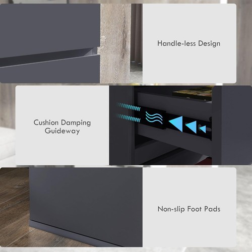 Chest of Drawers 4 High Gloss Grey Bedroom Sideboard Living Room Storage Unit - Picture 5 of 9