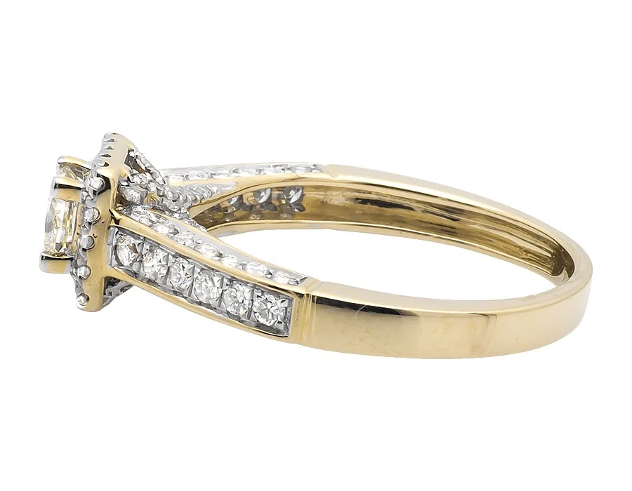 14K Yellow Gold Square Halo Princess Solitaire Diamond Engagement Ring 1.0ct - Image 2 of 3