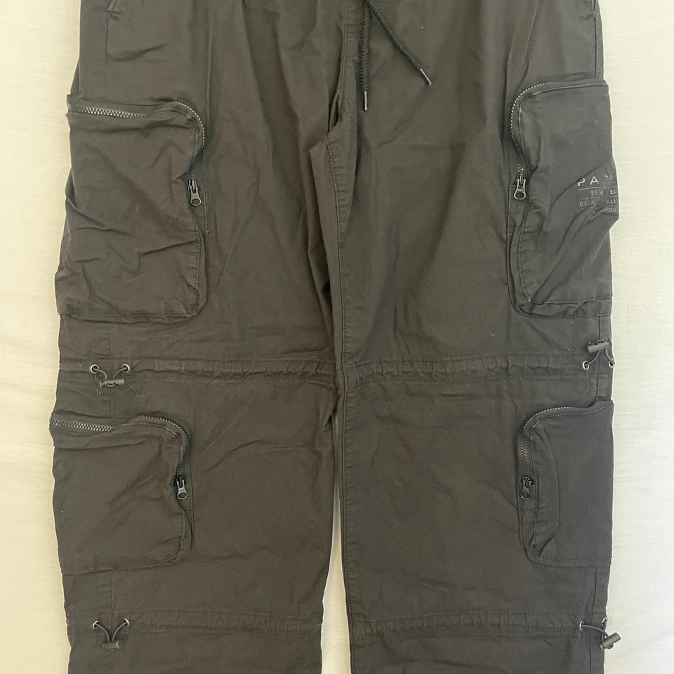Pacsun Pantalón Carga Negro Con Cordón Hombre’s Talla Baggy Mediano  Foto 3 de 4