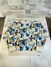 Eddie Bauer Women  s Medium Abstract Pattern Pull Over Sweatshirt Beige Blue