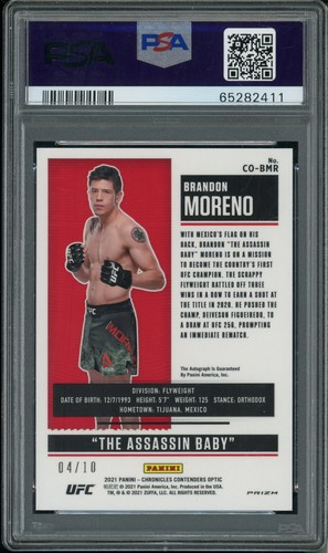 2021 Chronicles UFC Brandon Moreno #BMR Optic Rookies Ticket Auto Gold PSA 10 - Picture 2 of 2