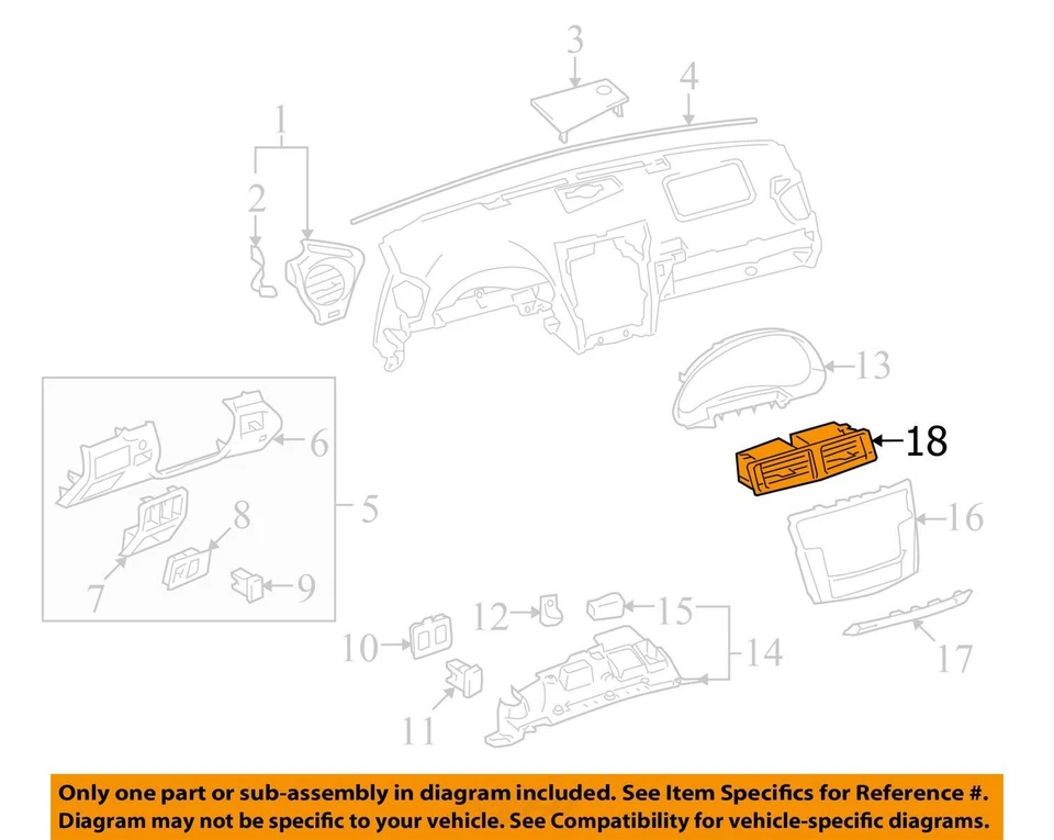 Lexus IS250 IS350 09-2013 Genuine AC /Heater Air Vent panel 55670-53020 oem used - Image 3 of 4