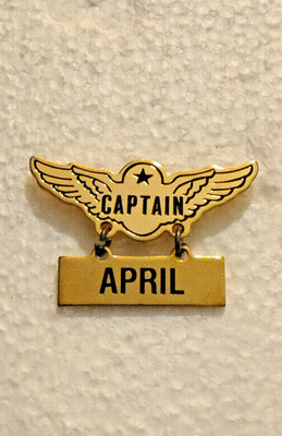 TW-VINTAGE CAPTAIN APRIL- CAPTAIN WINGS PIN BACK  (MINT CONDITION!!!)