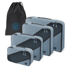 Juego organizador de equipaje de viaje de 4 cubos de embalaje con bolsa de lavandería - azul