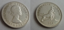 1Florin 1954  Elizabeth II -    ( Silber  !!  )    -   AUSTRALIEN