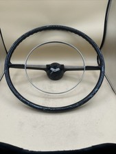Vintage Chevy Steering Wheel. 1955-56 With Horn Ring. Has Been Painted Black. Vintage Chevy Steering Wheel. 1955-56 With Horn Ring. Has Been Painted Black.