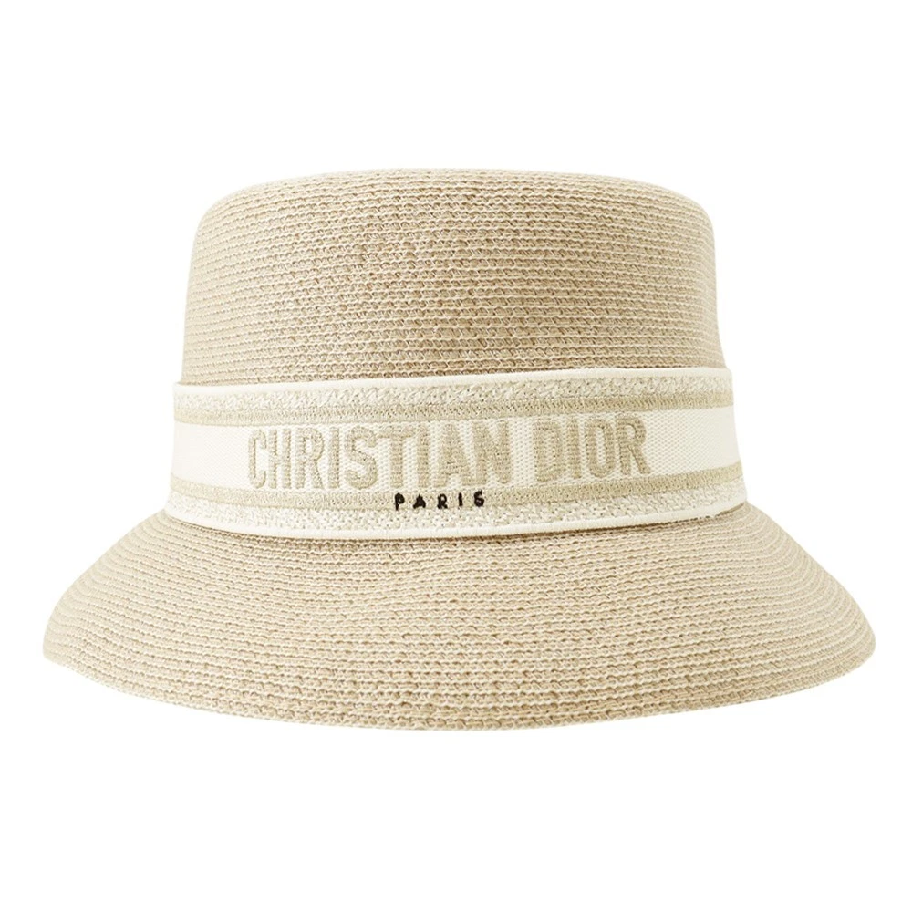Dior — Dior Resort Logo Bucket Hat Size 59 Polyester61%/Nylon30%/Cotton9% Beige 22D...