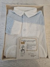Vintage Sears Baby Sleeper Terry Cloth Small 6-9 mos 15-19 lbs Blue White NOS