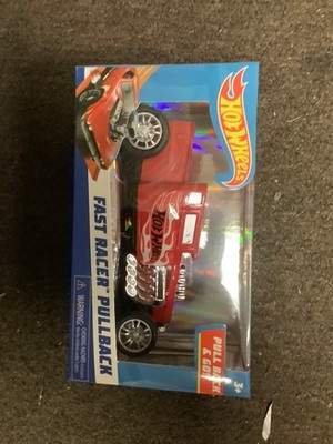 Just Play Hot Wheels red BONE SHAKER Fast Racer Pullback Powered Car New