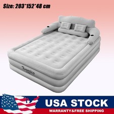 Queen Size Inflatable Air Mattress with Electric Pump  Built-in Pillow Blow Up