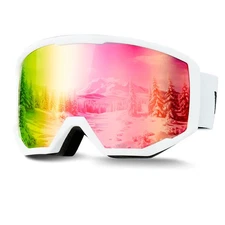 VEVOR Ski Goggles Cylindrical Lens with Pink Revo Coating Snow Goggles