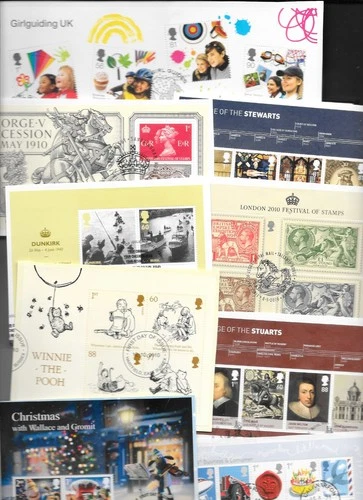 GB 2010 Set 9 Commemorative MINISHEETS yearset fine used on piece stamps