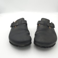 Birkenstock Boston Clogs Black Leather Slip O...