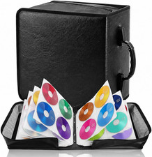 528 Capacity CD DVD Storage Binder with Handle, PU Leather  Large Disc